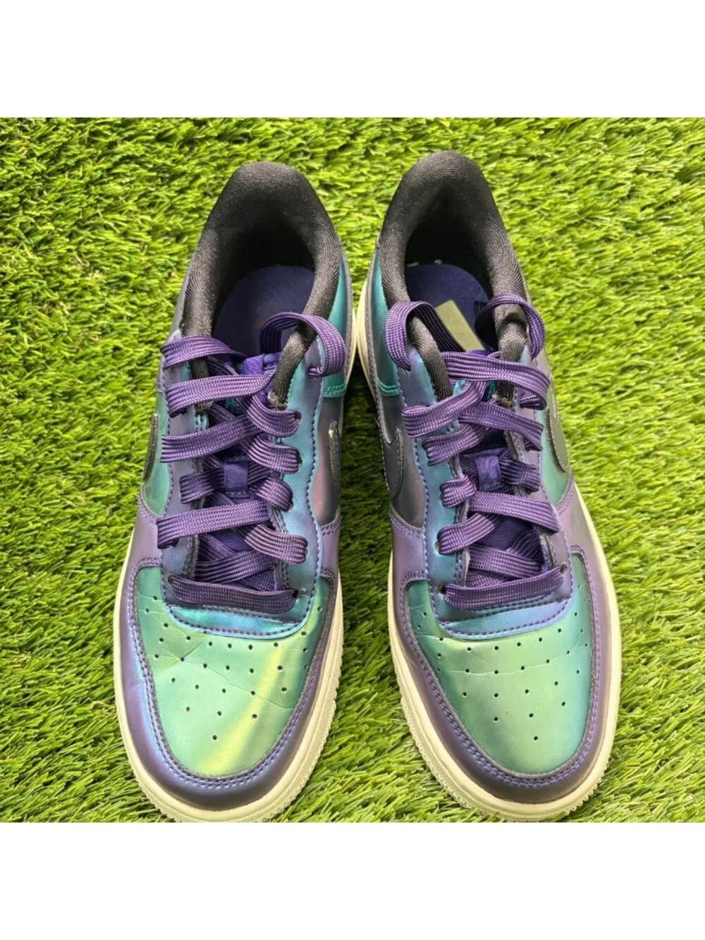 Nike Air Force 1 Low Purple Neptune Green Girls Size 4.5Y Athletic Shoes Sneaker
